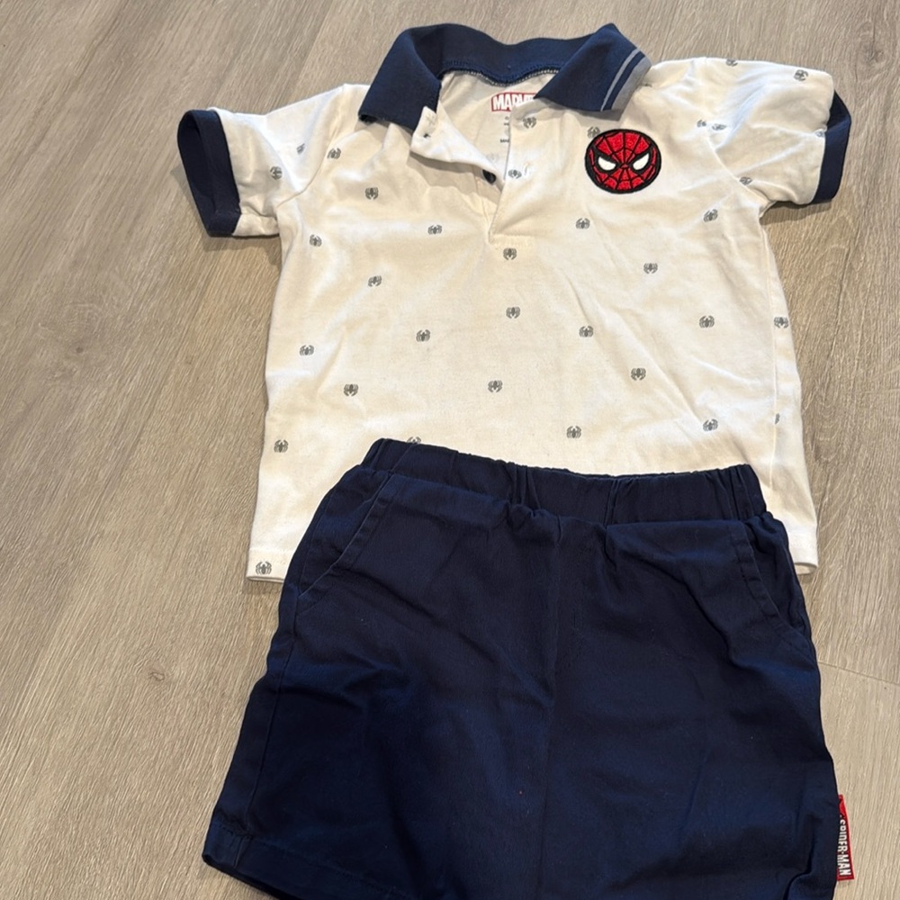 Marvel Spiderman 2T Polo and shorts set